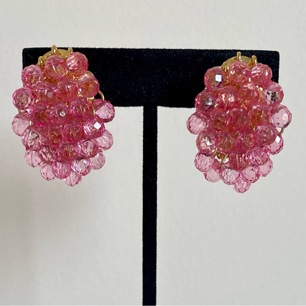 Vintage Signed Joan Rivers Green Crystal And Silver Plated Screwback Earrings - Picture 8 of 8